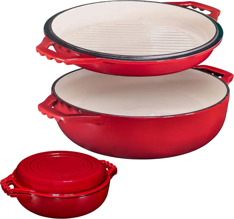 Bruntmor 2-in-1 Pre-Seasoned Cast Iron Pan