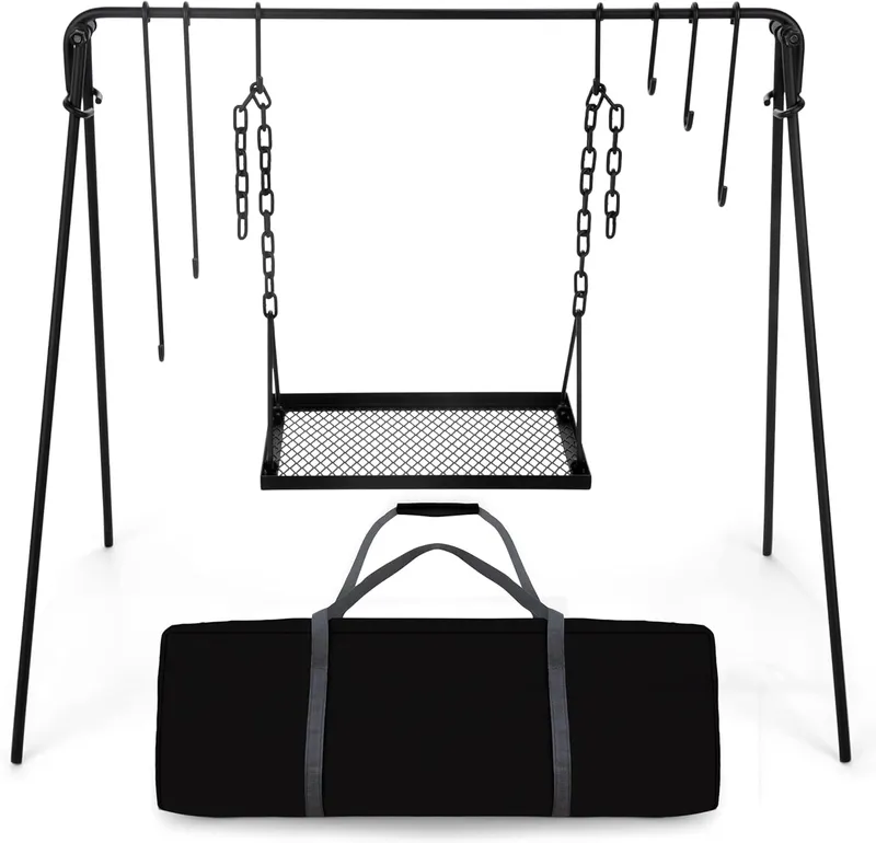 Bruntmor Grill Swing Campfire Cooking Stand BBQ Grill