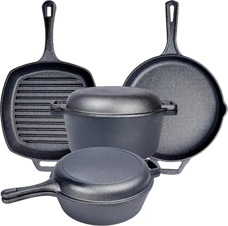 Bruntmor Pre Seasoned 6 pcs Pots And Pans Set